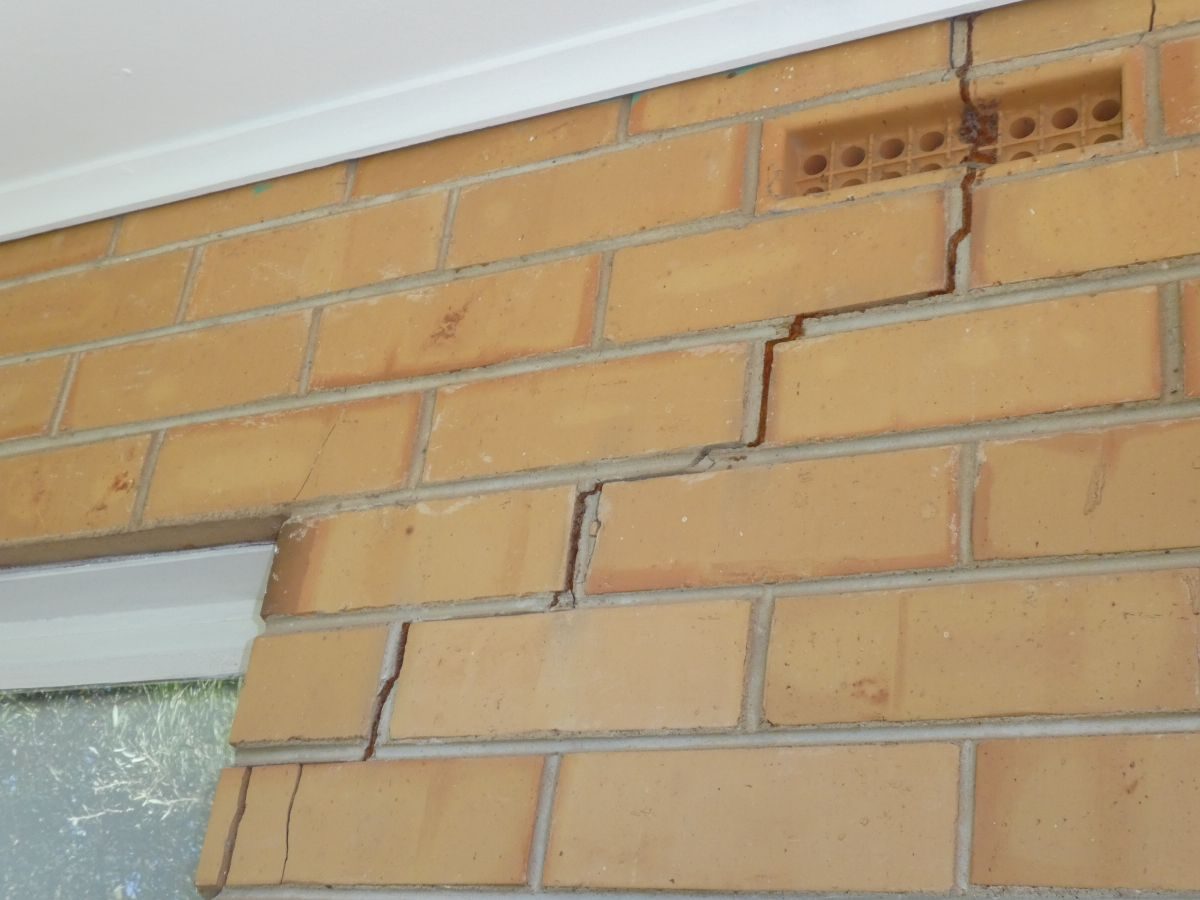 Stepped cracking through brickwork at Colonel Light Gardens