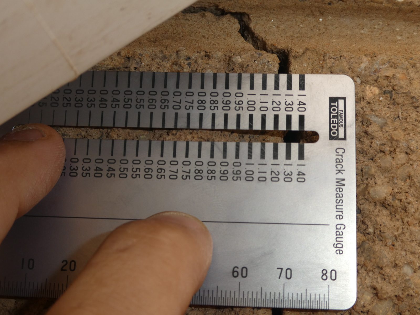 Crack gauge at an eastern wall corner in Greenwith