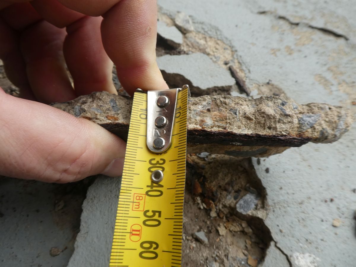 Corroded reinforcement measured in a concrete balcony at West Lakes